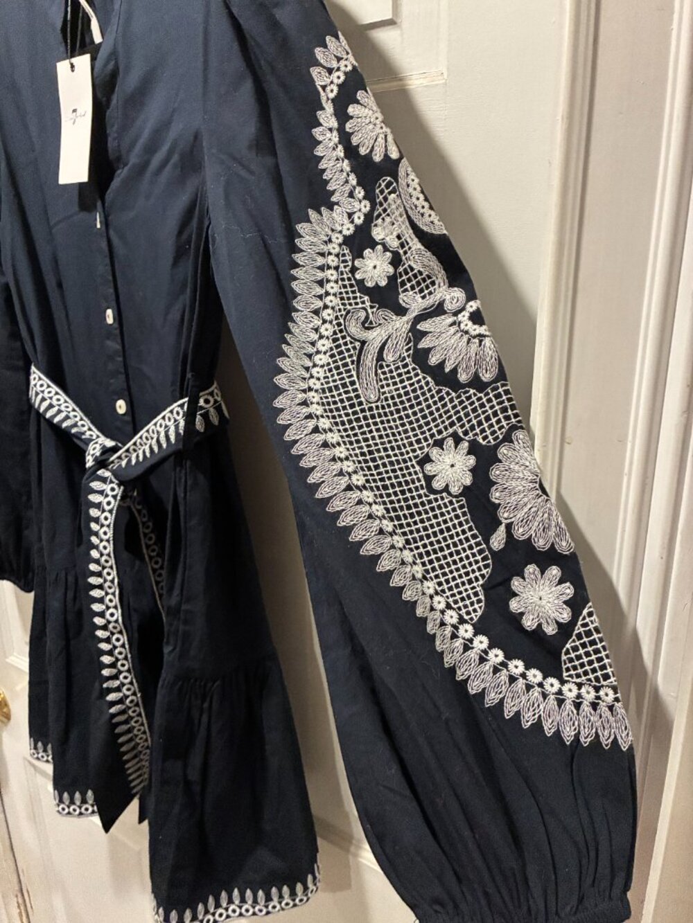 7 For All Mankind~ NWT!!~ Navy embroidered min dress. - Picture 5 of 16
